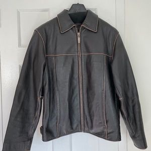 Men's Brown Leather Jacket – Size S (38)